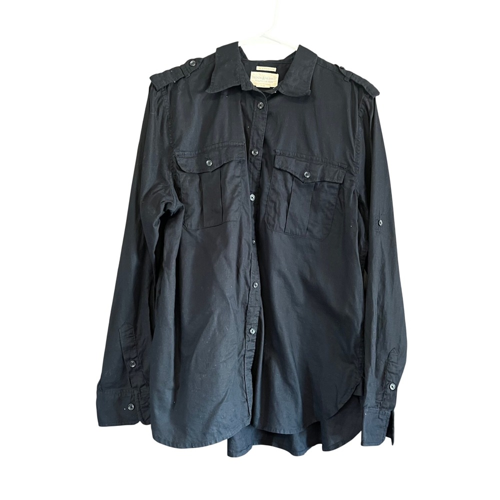 Denim & Supply Ralph Lauren RL Expedition Black Military Shirt XL Cotton Epaulet